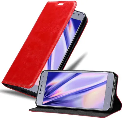 Image de Cadorabo Housse pour Samsung Galaxy J4 2018 Housse de protection rouge Housse pour téléphone portable Etui Case Cover Fermeture magnétique