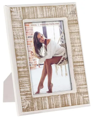 Holz-Fotorahmen beige/weiß 15x20 cm