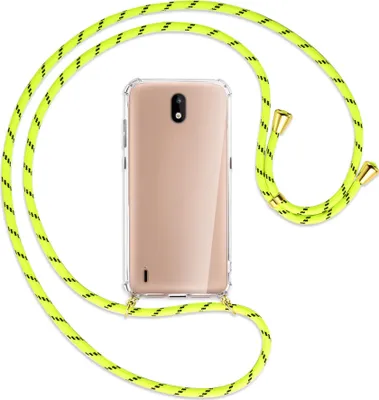 Produktbild von Handykette Backcover-Schutzhülle mit Band (Metall goldfarben) für Nokia 1.3 - neongelb