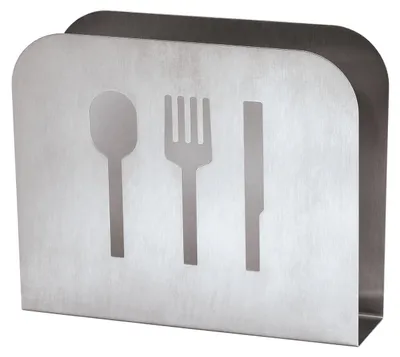 Zdjęcie produktu dla Uchwyt na serwetki ze stali nierdzewnej | 10x3,8x12 cm uchwyt na serwetki na stół, do kuchni, baru, cateringu | stojak na serwetki, trwały | stojący dozownik serwetek - pojemnik na serwetki do restauracji i bistro