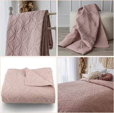 Produktbild von Tagesdecke 220x240cm Sofaüberwurf Ornamente Bettüberwurf Couch Überwurf Steppdecke Tagesdecken Bett Sofa Überwurf Throw Blanket Decke - Altrosa