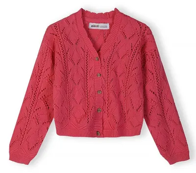 Minoti Strickjacke Rosa für Mädchen, Vorderansicht 2