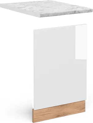 Produktbild von Frontblende Vicco R-Line Weiß Hochglanz 45 cm , AP Marmor, Model 46569