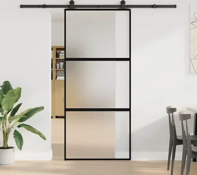 Zdjęcie produktu dla vidaXL Drzwi przesuwne z okuciem 90x205 cm szkło hartowane i aluminium