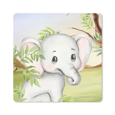 Produktbild von MuchoWow® Mauspad Mousepad Elefant - Dschungel - Blätter 30x30 cm - Mousepads - Maus Mat - Pad - Mausunterlage - Gaming
