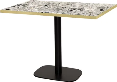 Produktbild von Tisch 120 x 70 cm – Runde Kanten aus Terrazzo-Cepp-Messing