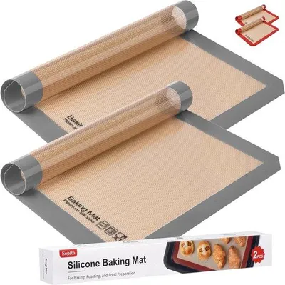 Immagine prodotto di Teglia in silicone - Antiaderente - Adatta alla cottura in forno - 2 pezzi - Nera - Silicone - 41,9 x 29,5 cm