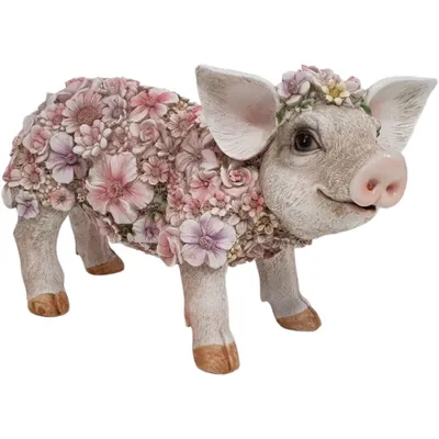 Produktbild von Dekofigur Blumenschwein stehend 18 x 14 x 33 cm