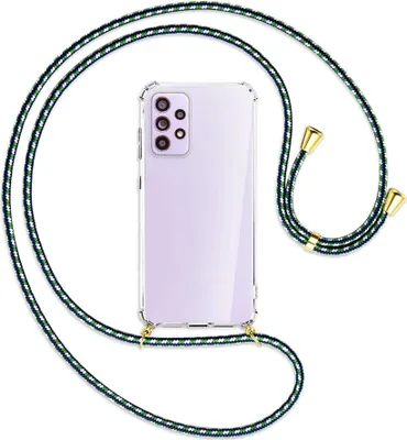 Produktbild von Handykette Backcover-Schutzhülle mit Band (Metall goldfarben) für Samsung Galaxy A33 5G - grün/blau/weiß