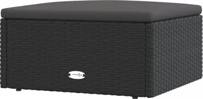 Image de vidaXL Tabouret de jardin avec coussin noir Poly rotin