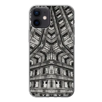 Produktbild von MuchoWow® Handyhülle Schutzhülle Hülle für iPhone 12 Kunst - Schwarz - Weiß - Psychedelisch Silikon Softcase Handy Hülle - Schutzhülle