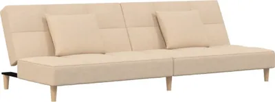 Zdjęcie produktu dla vidaXL Sofa rozkładana 2-osobowa z 2 poduszkami w kolorze kremowym