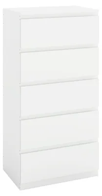 Produktbild von Weiße Kommode 60x40x120 cm - 5 Schubladen - Schlafzimmer/Sideboard