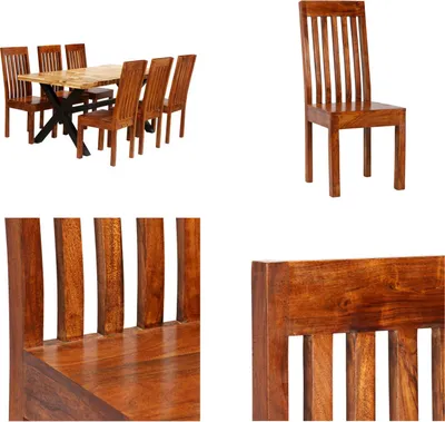 Immagine prodotto di vidaXL Set da pranzo 7 pezzi in legno massello di acacia e mango - Tavolo e sedie da pranzo - Tavoli e sedie da pranzo - Set da pranzo - Set da pranzo