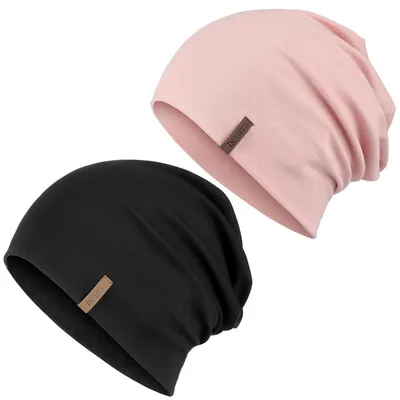 Immagine prodotto di Berretto da donna e da uomo, modello slouch, in cotone, leggero, traspirante, taglia unica, colore nero e rosa