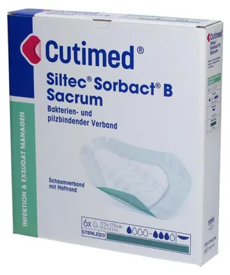 Image de Cutimed Siltec Sorbact B SacrumPolyuréthaneVerb17,5x17,5cm 6 pces