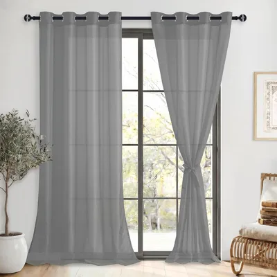 Immagine prodotto di Tende con passanti - Set di 2 tende - Tende trasparenti - Tulle bianco - Tende con passanti