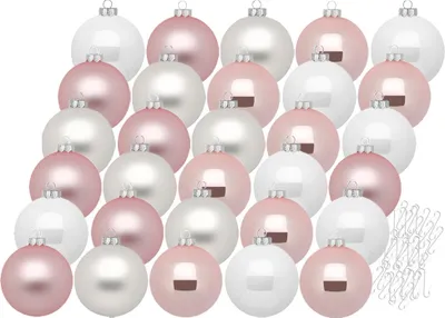 Produktbild von Weihnachtskugeln Noble Rose 30 Stk 6cm + Haken