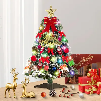 Image de Mini sapin de Noël, 60 cm, arbre de Noël artificiel avec décorations, décoration de table, décoration festive