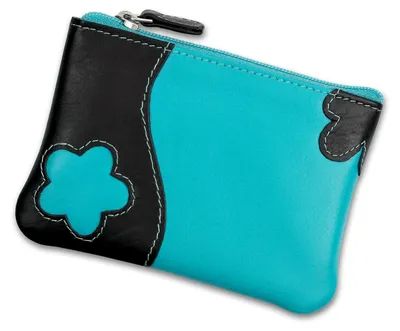 Image de DrachenLeder Portefeuille Porte-clés turquoise noir Etui OPS903T