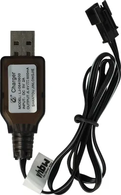 Produktbild von vhbw USB-Ladekabel für RC-Akkus mit SM-3P-Anschluss, RC-Modellbau Akkupacks - 60 cm 6,4 V