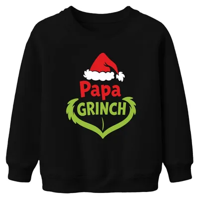 Produktbild von Papa Grinch Weihnachten Lustig Weihnachtsgeschenk Kinder Sweatshirt Pullover, Schwarz, 116