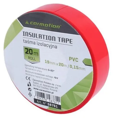 Image de Ruban isolant 19 mm x 20 m rouge Carmotion