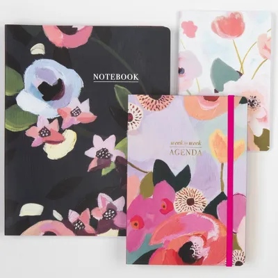 Produktbild von Mini-Notizbuch-Set mit gemalten Blütenblättern