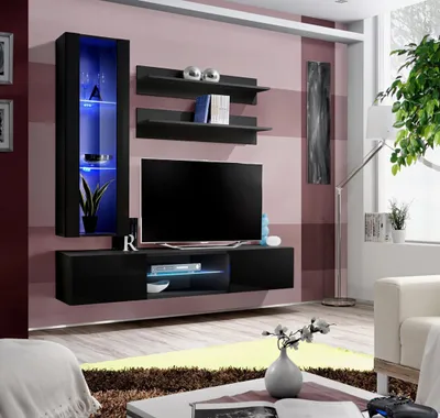 Produktbild von Wohnwand Set Wohnzimmermöbel Hänge Vitrine Wandregale TV-Ständer Sideboard