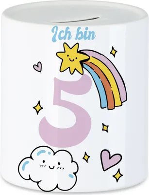 Produktbild von 5 Jahre alt Kindergeburtstag Spardose süße Motive Kinder Milchkanne Happy Birthday Alles Liebe zum Geburtstag