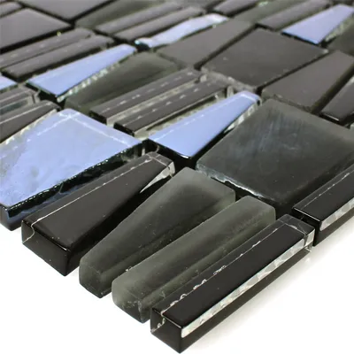 Produktbild von Mosaikfliesen Glas Naturstein Schwarz Effekt