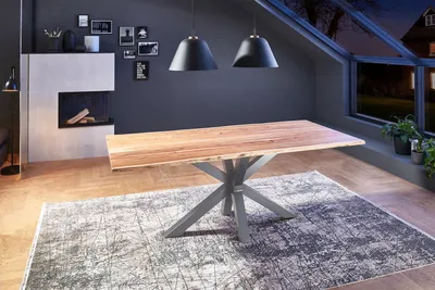 Produktbild von Esstisch Baumkante massiv Akazie natur 120 x 80 silber FELINA