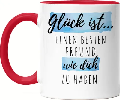 Produktbild von Glück Ist Einen Besten Freund Wie Dich Zu Haben Tasse Rot Freundschaft Freunde Leben Vertrautheit Liebe Dankbarkeit