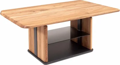 Produktbild von Couchtisch höhenverstellbar Charin 110x50x65 Massivholz Wildeiche/Grau