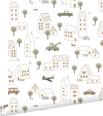 Zdjęcie produktu dla ESTAhome Tapeta pojazdy białym,brązowymIzielonym 50 x 900 cm