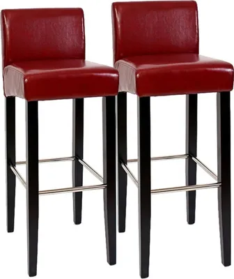 Image de lot de 2 tabourets de bar Chaise de bar N25, cuir, 102x44x37 cm ~ rouge