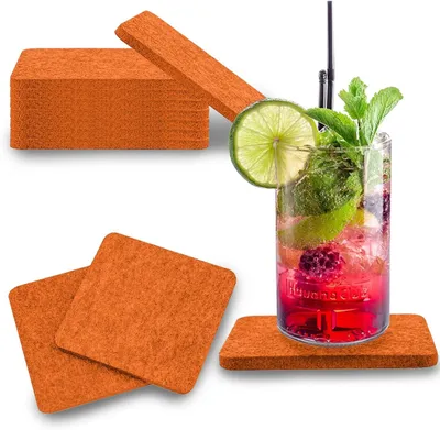 Imagen del producto de Posavasos de fieltro cuadrados para vasos: Juego de 8 posavasos para bebidas, vasos, bares y copas