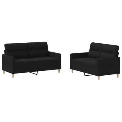 Image de vidaXL Ensemble de canapés 2 pièces avec coussins Tissu noir