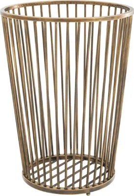 Produktbild von Casa Padrino Luxus Edelstahl Wäschekorb Vintage Messingfarben Ø 30 x H. 40,5 cm - Luxus Badezimmer Accessoires