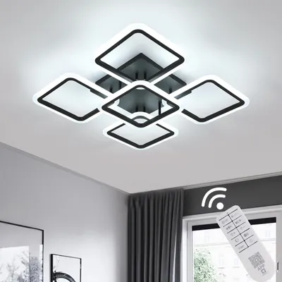 Image de Applique LED Comely 57W 6400LM, variateur d'intensité, noire, forme carrée
