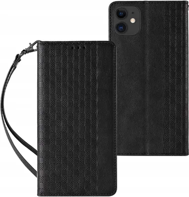 Produktbild von Magnet Strap Case iPhone 12 Hülle Wallet + Mini Lanyard Anhänger Schwarz