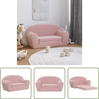 Produktbild von The Living Store Kinder-Schlafsofa 2-Sitzer Rosa Weicher Plüsch