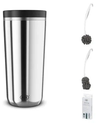 Produktbild von alfi ISO COFFEE MUG PRO Thermobecher stainless steel polished – Vorteilsset mit Reinigungsbürste CLEAN FIX 30 cm | HAN 5578000038 | EAN 4002458535086