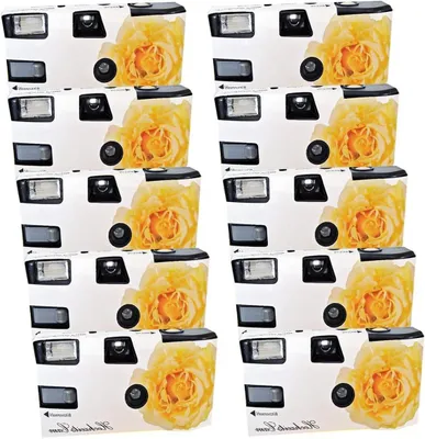 Productafbeelding van Wegwerp Camera - Set van 10 - Feestelijke Momenten Vangen - Inclusief Film En Batterij - 27 Opnames - Wit