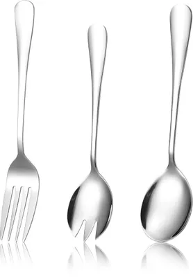 Produktbild von 3-teilige Salatbesteckset | Salatbesteck aus Edelstahl mit Salatlöffel und Salatgabel