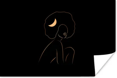 Produktbild von MuchoWow® Poster Frau - Gold - Schwarz - Strichzeichnung 60x40 cm - Schlafzimmerdekoration