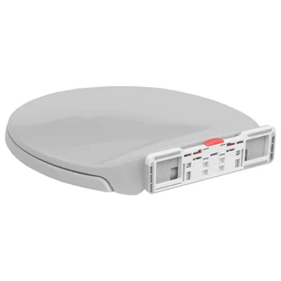 Image de vidaXL Siège de toilette avec dispositif d'abaissement automatique Quick-Release Gris clair Ovale
