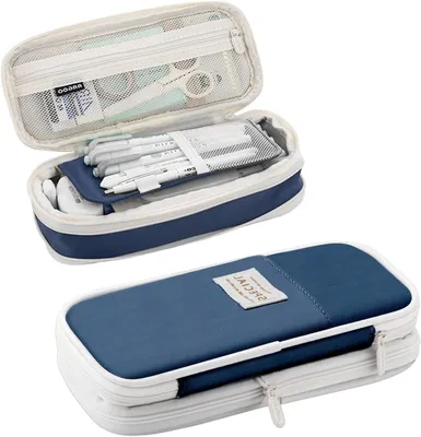 Productafbeelding van Pennenetui Uitbreidbaar - Etui Grote Capaciteit - School Kantoor - Ruimtebesparend Ontwerp - 27 x 16 cm - Donkerblauw