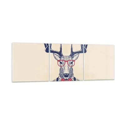 Produktbild von Bilder auf glas - Charakter Hirsch Illustration hipster - 120x40cm - Glasbilder - Wandbilder - Kunstdruck - Wanddekoration aus Glas - Glas Bilder - Wandbild auf Glas - GCA120x40-3120