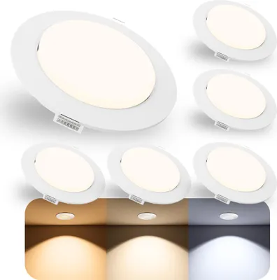 Produktbild von 6er Set RX-3 LED Einbauleuchten weiß rund - flache Deckenspots LumiFLEX 3 Lichtfarben warmweiß neutralweiß kaltweiß GX53 230V 3W